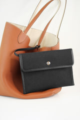 RIVOLI REVERSIBLE LEATHER TOTE BAG EAST/WEST GOLD/IVORY