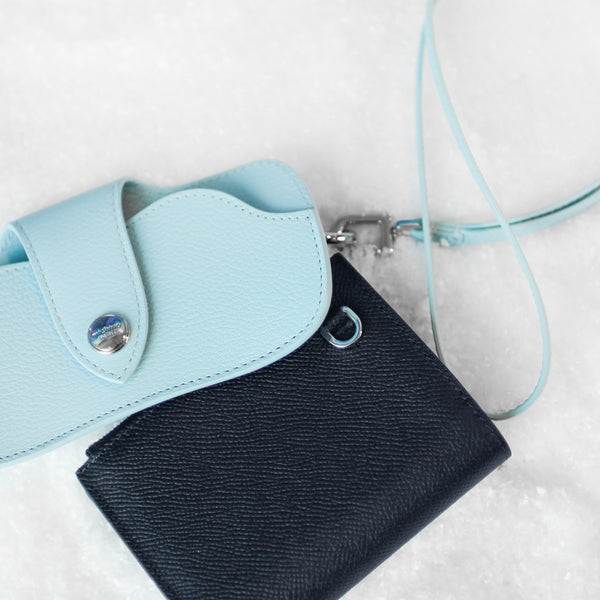 GIFT SET: ECLIPSE TWO-FOLD ZIP LEATHER WALLET & SKY BLUE LEATHER GLASSES CASE