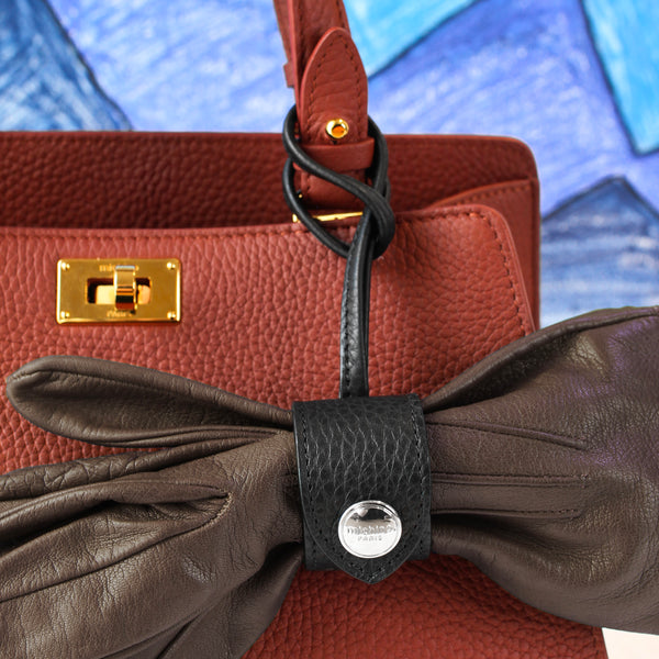 GIFT SET: TROCADERO BRICK RED LEATHER HANDBAG & BLACK LEATHER GLOVE HOLDER