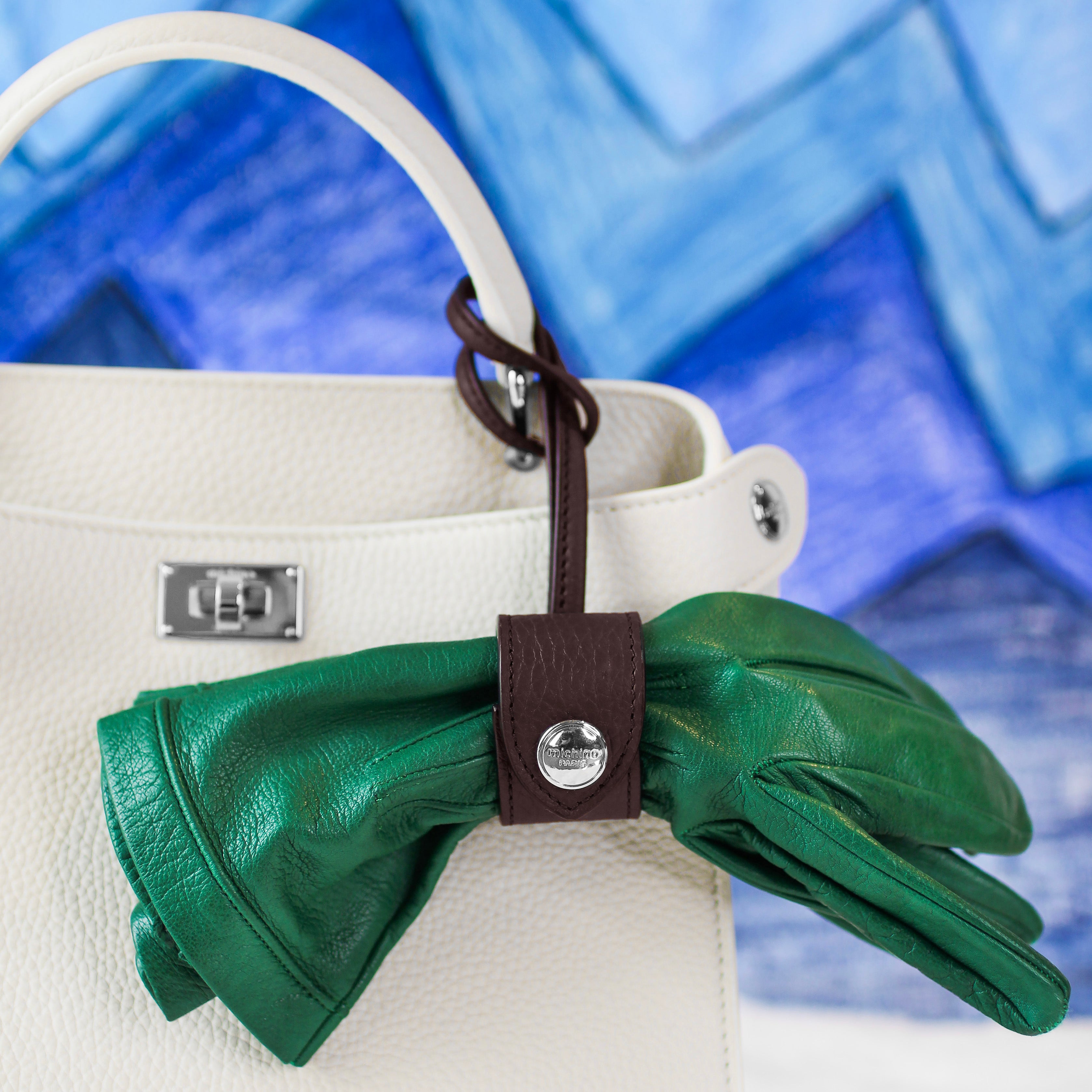 GIFT SET: LUTECE MINI CRAIE LEATHER HANDBAG & PRUNE LEATHER GLOVE HOLDER