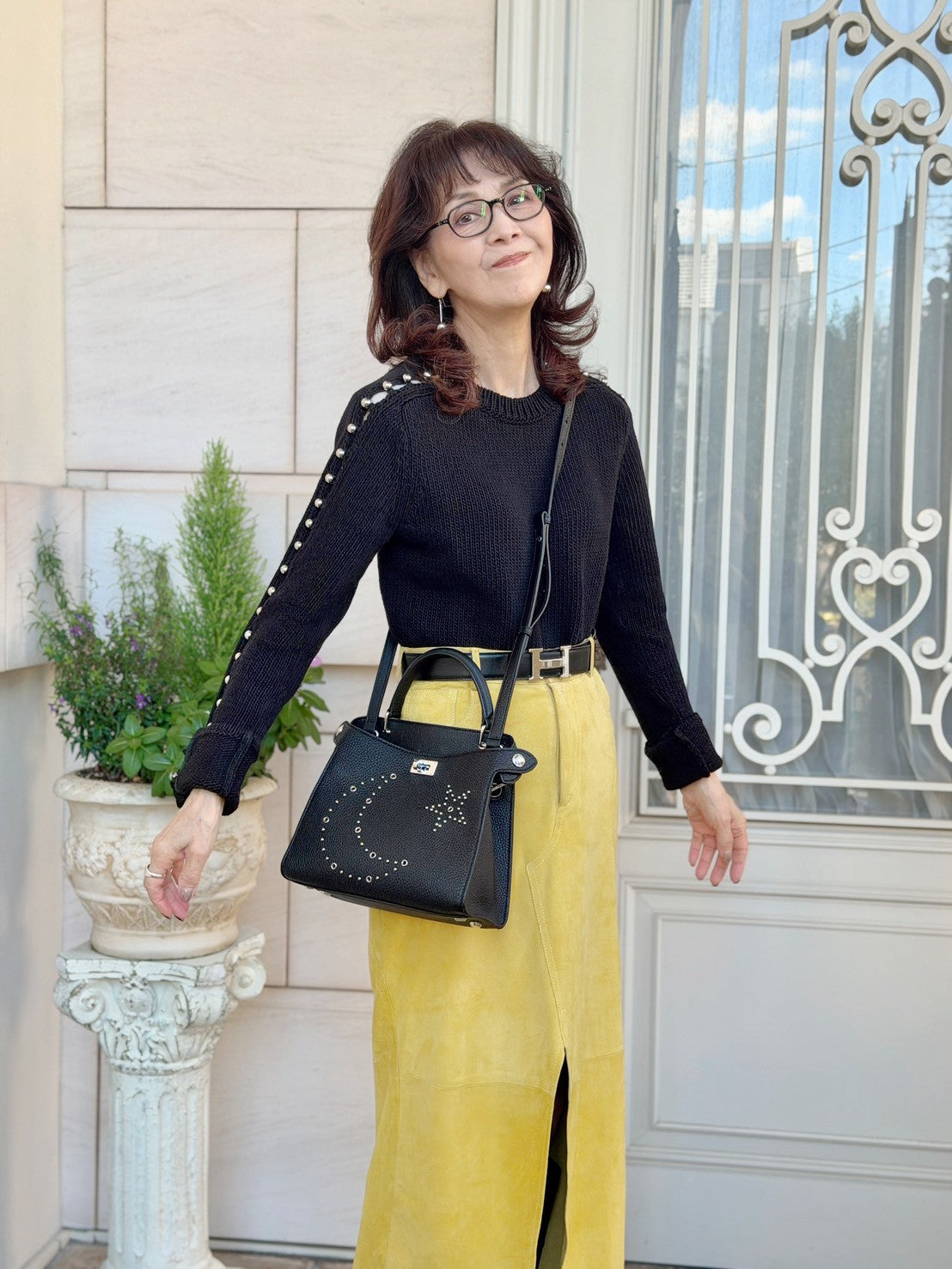LEATHER HANDBAG LUTECE MINI BLACK HARMONY