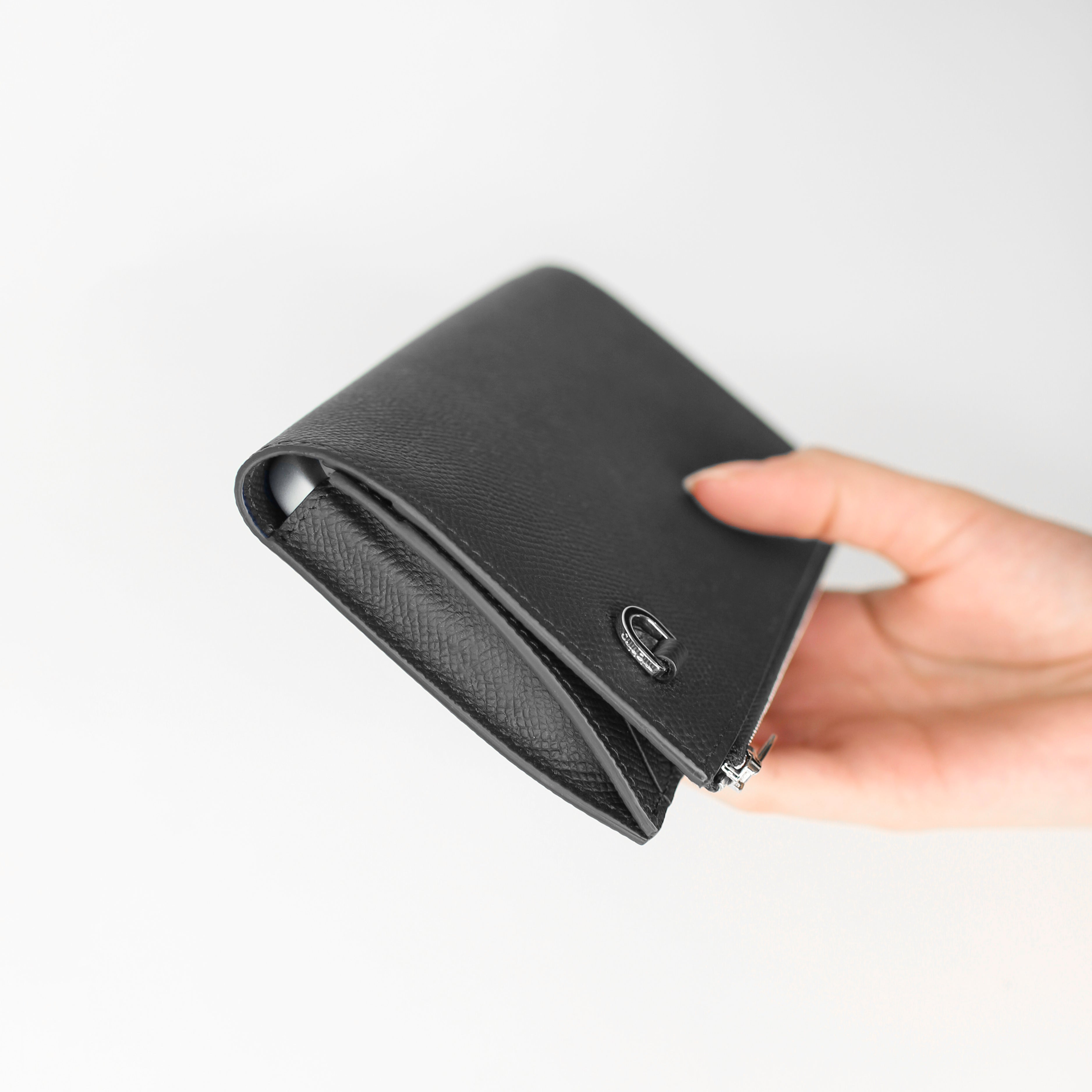LEATHER LONG ZIP WALLET BLACK
