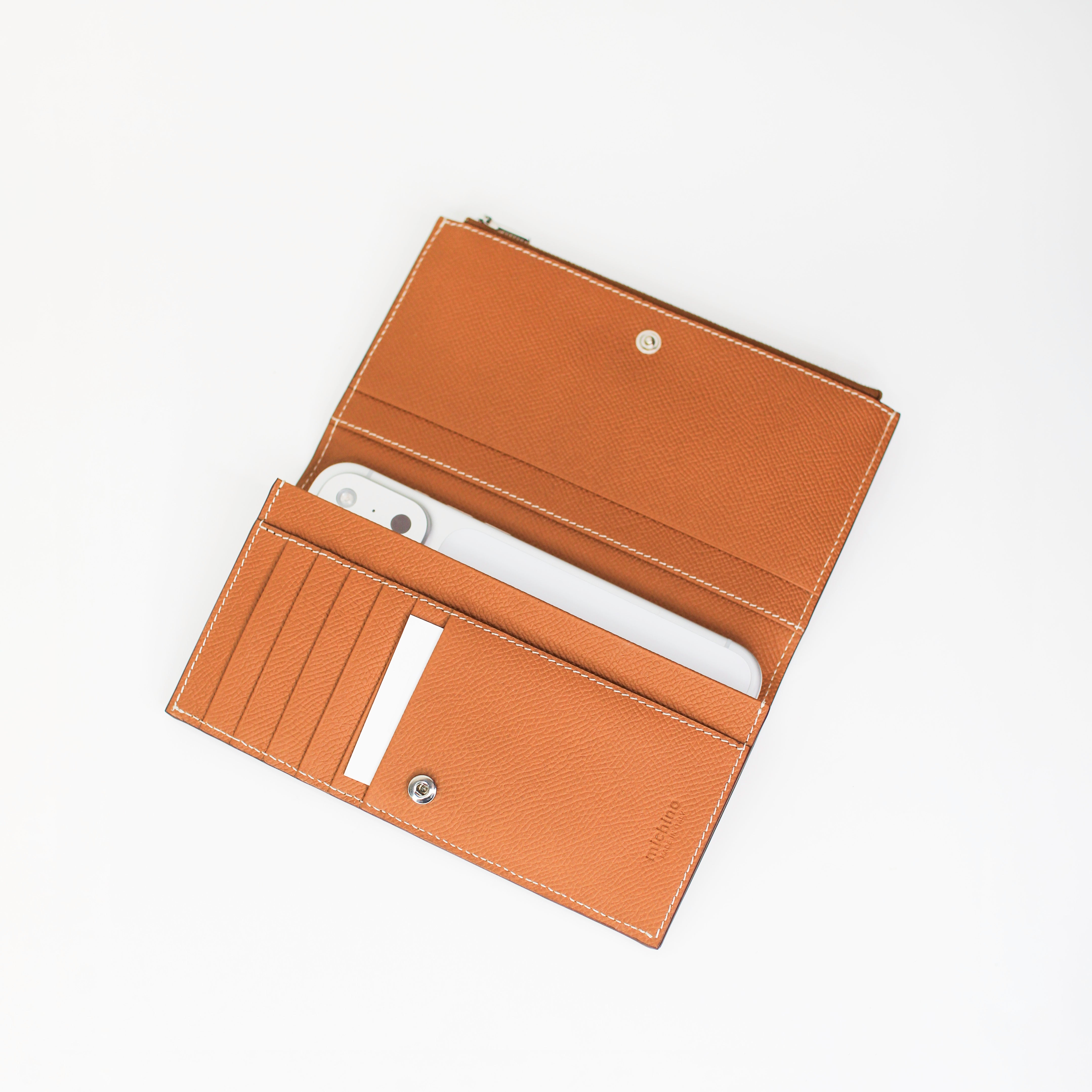 LEATHER LONG ZIP WALLET GOLD