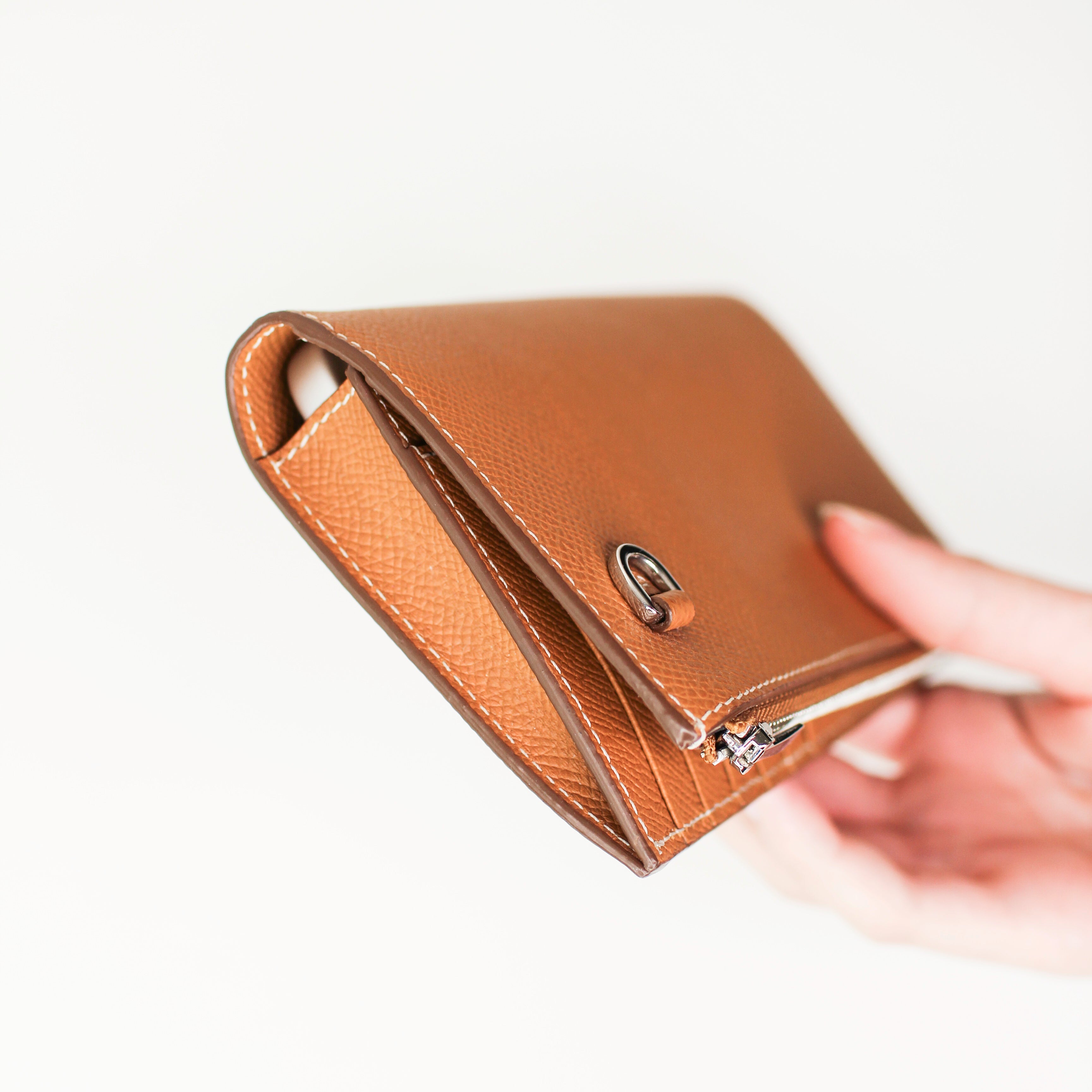 LEATHER LONG ZIP WALLET GOLD