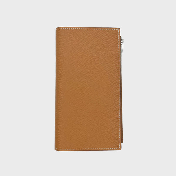 LEATHER LONG ZIP WALLET GOLD