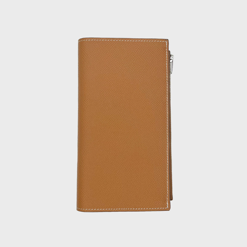 LEATHER LONG ZIP WALLET GOLD