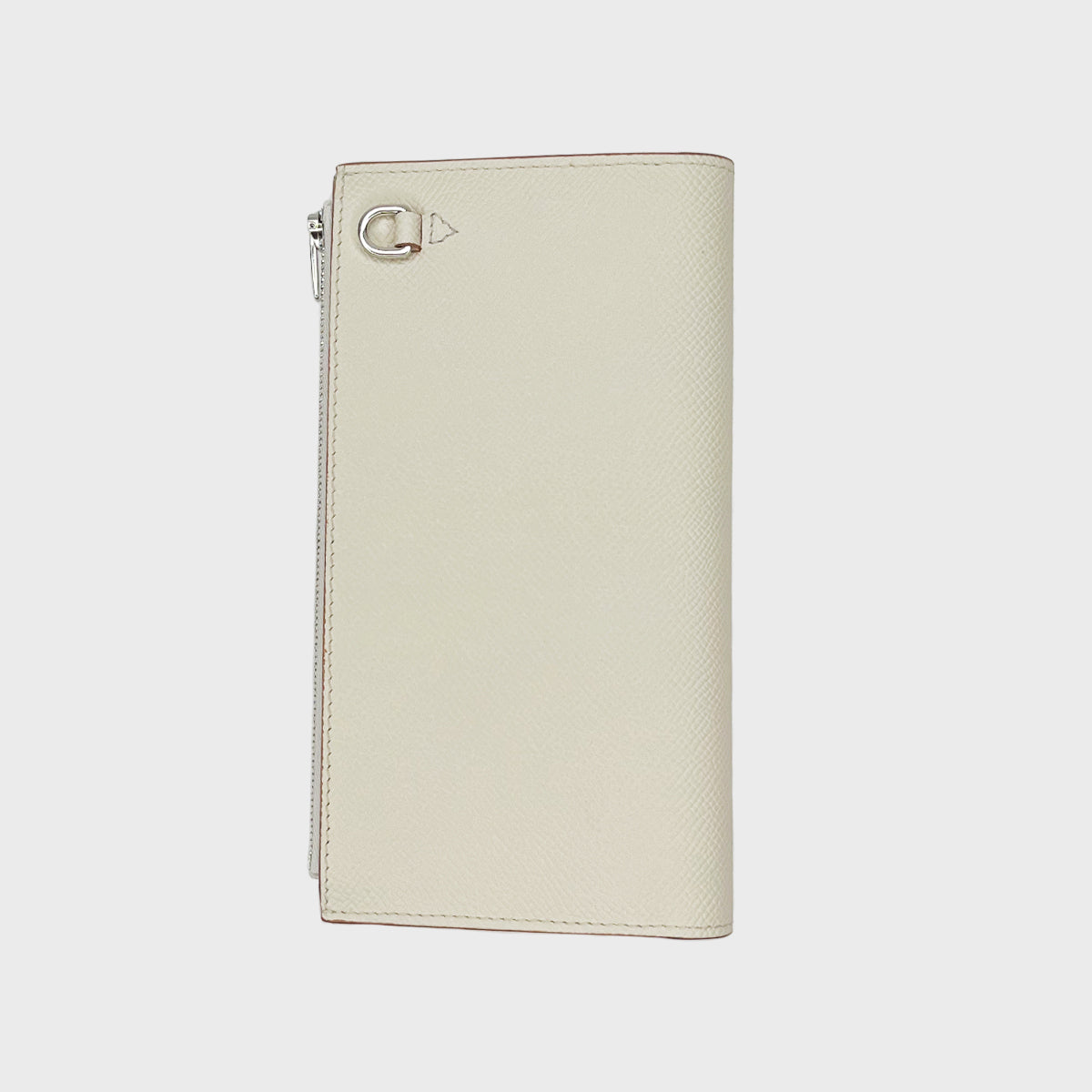 LEATHER LONG ZIP WALLET IVORY