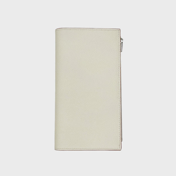 LEATHER LONG ZIP WALLET IVORY
