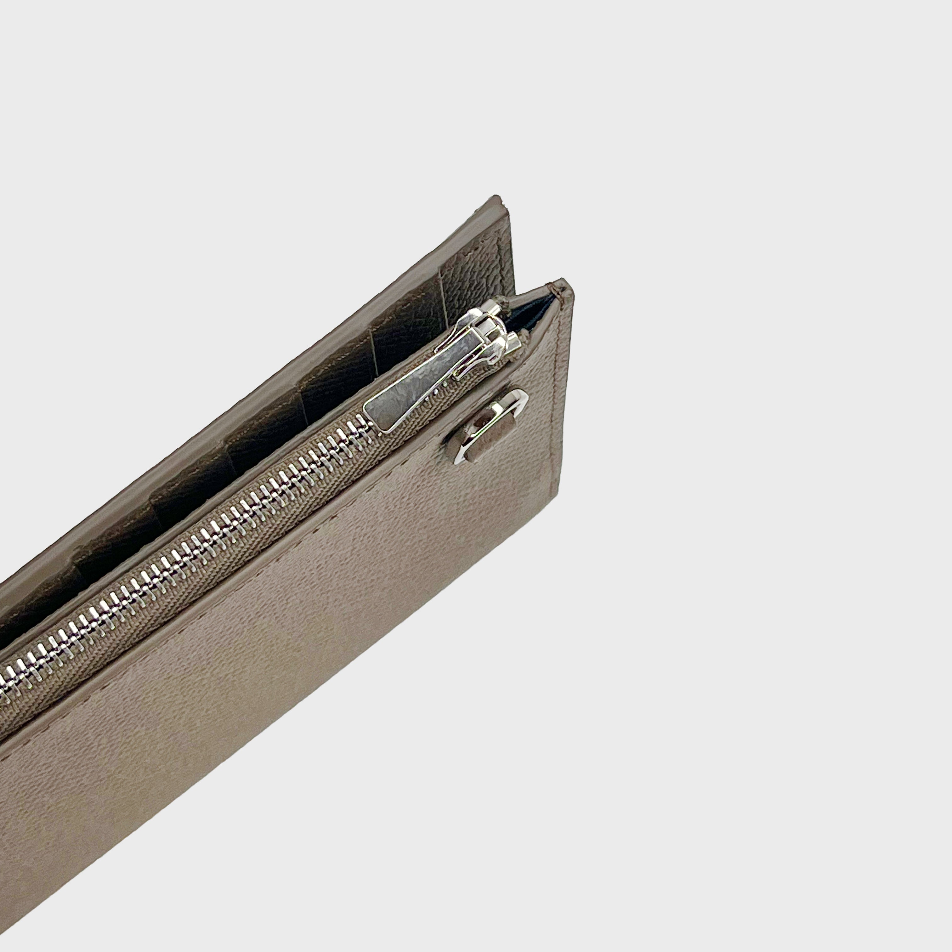 LEATHER LONG ZIP WALLET TAUPE