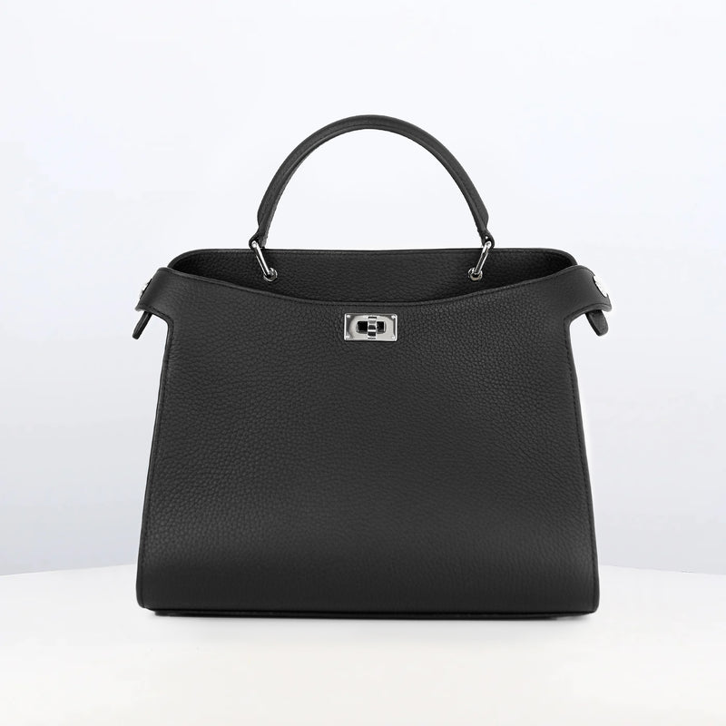 LEATHER HANDBAG LUTECE 27 BLACK