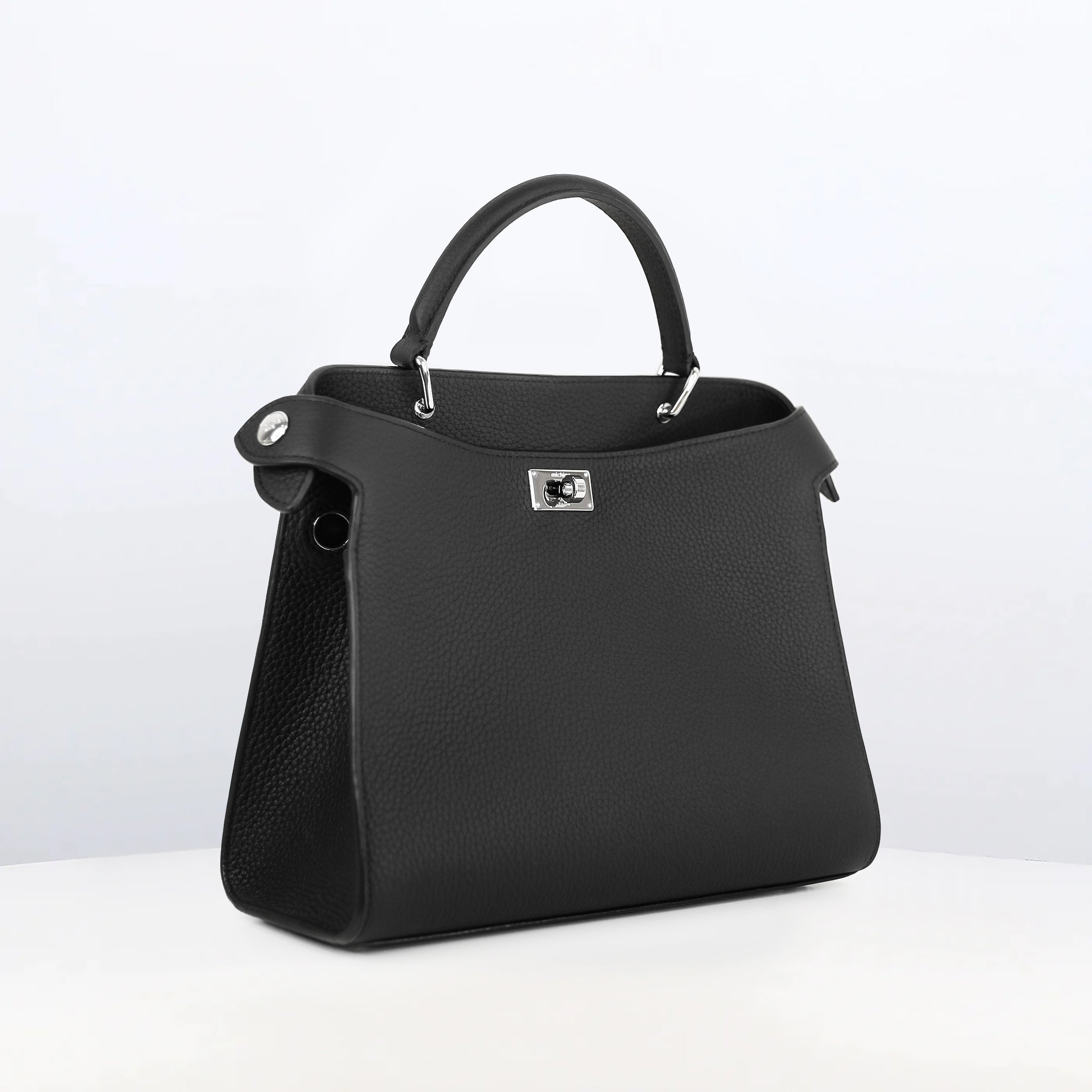LEATHER HANDBAG LUTECE 27 BLACK
