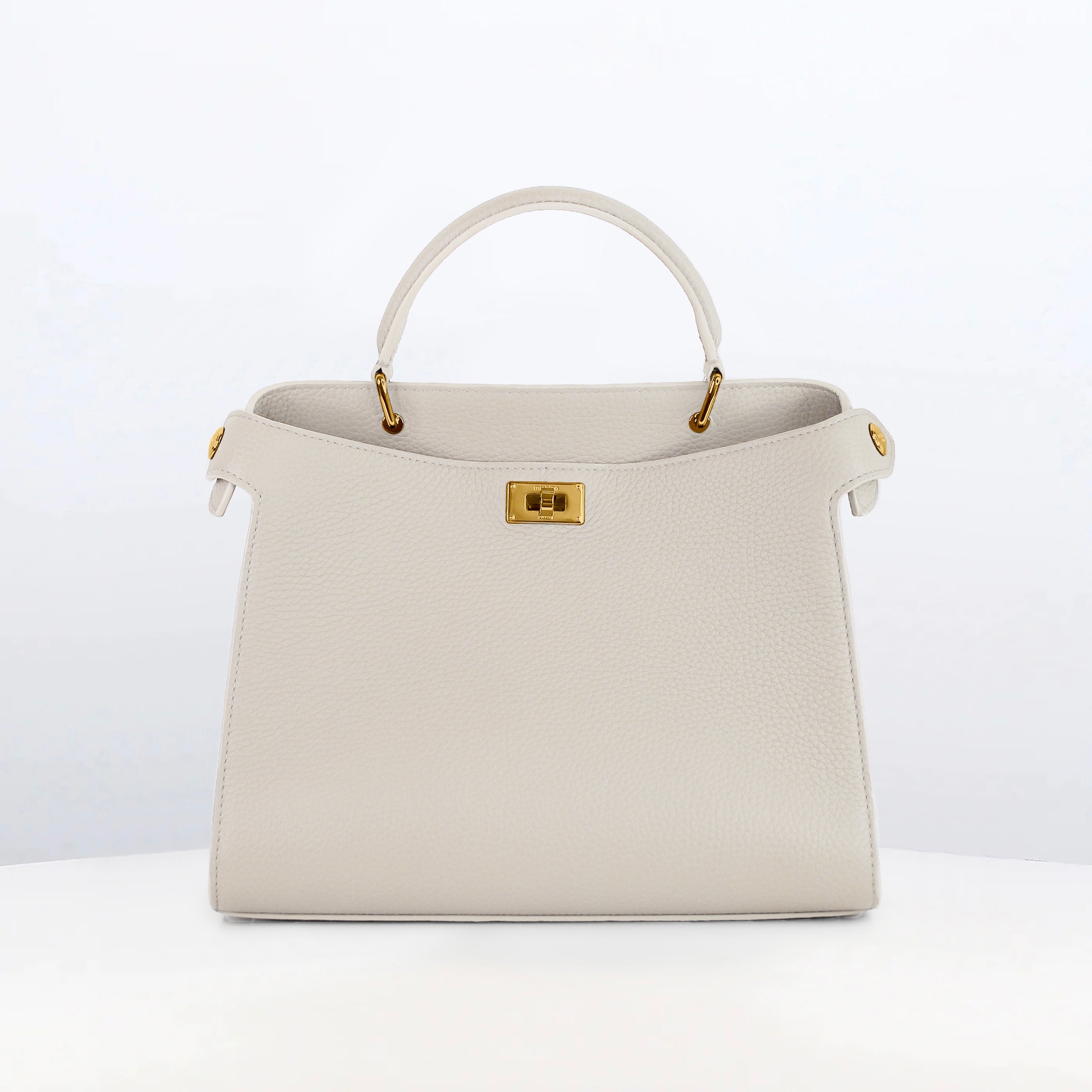 LEATHER HANDBAG LUTECE 27 CRAIE WITH GOLD HARWARE