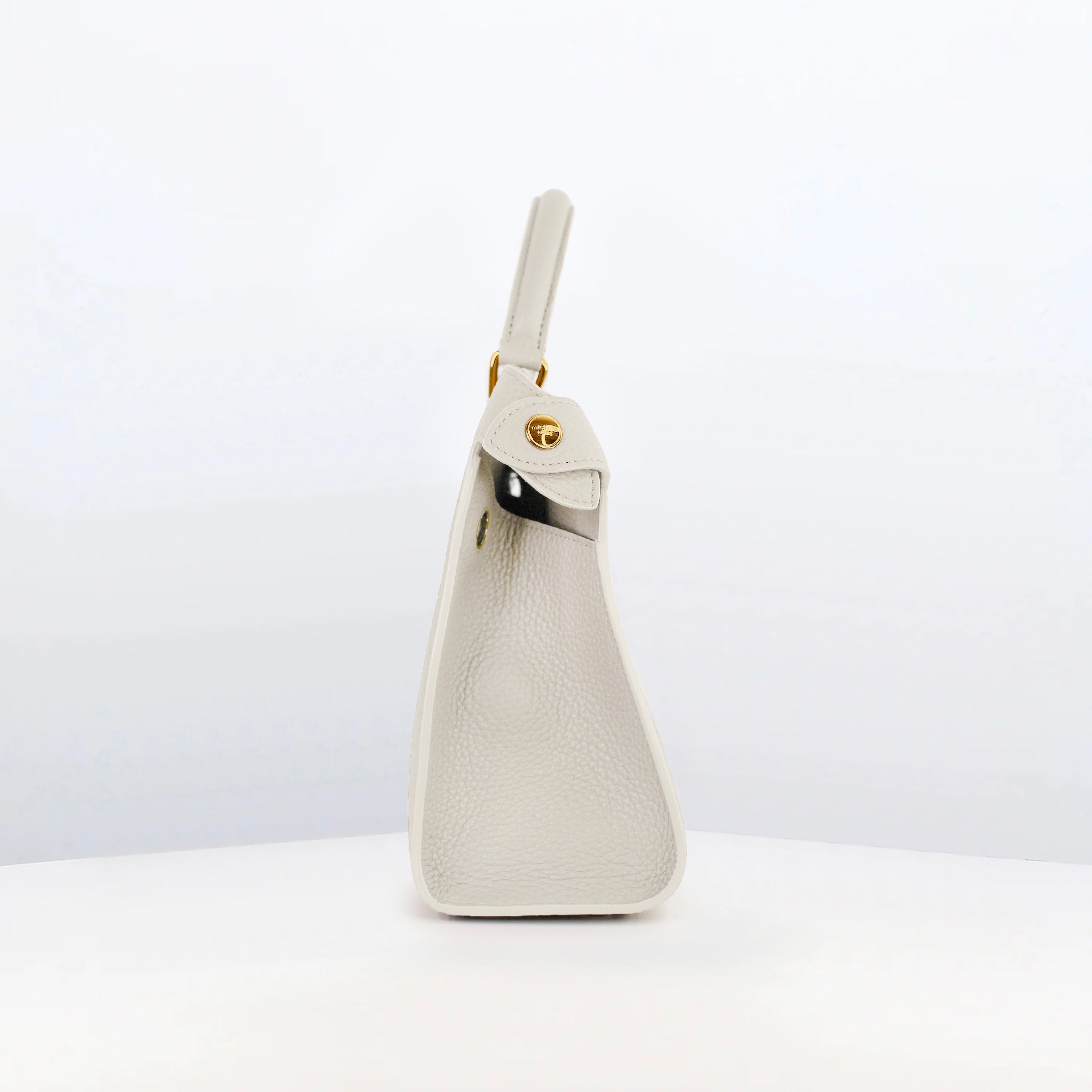 LEATHER HANDBAG LUTECE 27 CRAIE WITH GOLD HARDWARE