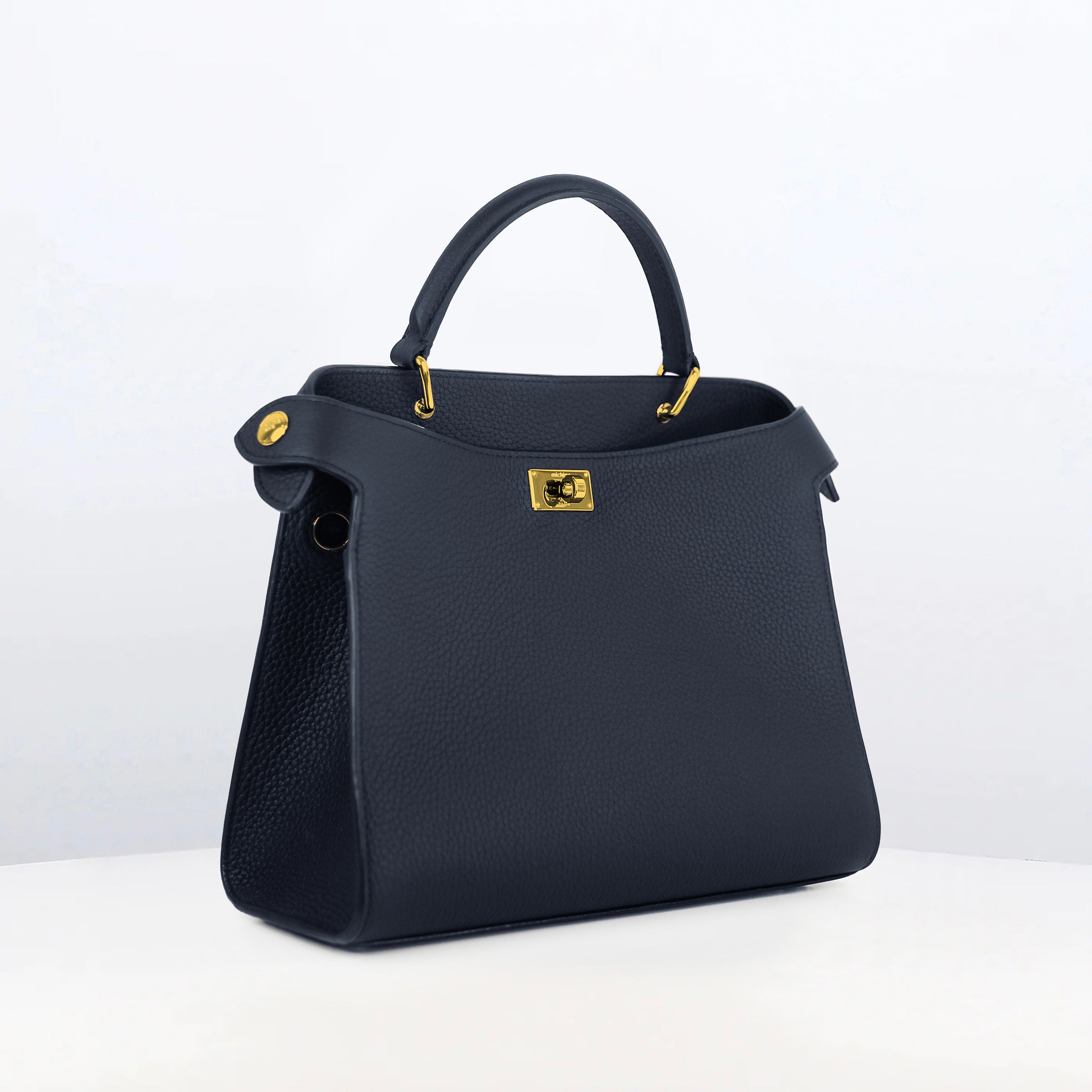 LEATHER HANDBAG LUTECE 27 ECLIPSE WITH GOLD HARDWARE