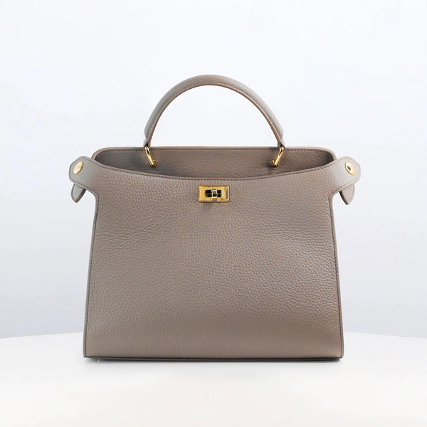 LEATHER HANDBAG LUTECE 27 ELEPHANT WITH GOLD HARDWARE