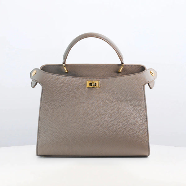 LEATHER HANDBAG LUTECE 27 ELEPHANT WITH GOLD HARDWARE