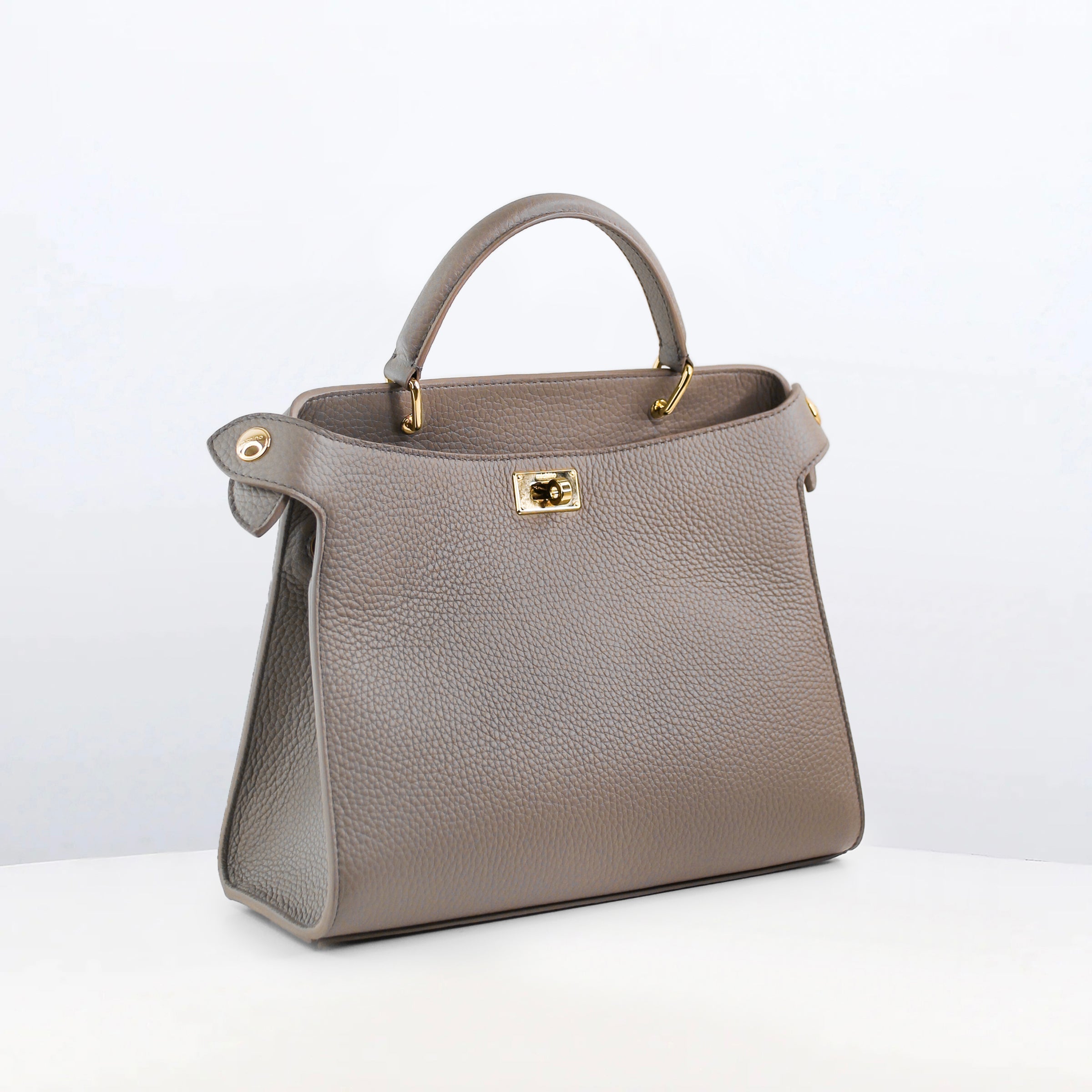LEATHER HANDBAG LUTECE 27 ELEPHANT WITH GOLD HARDWARE