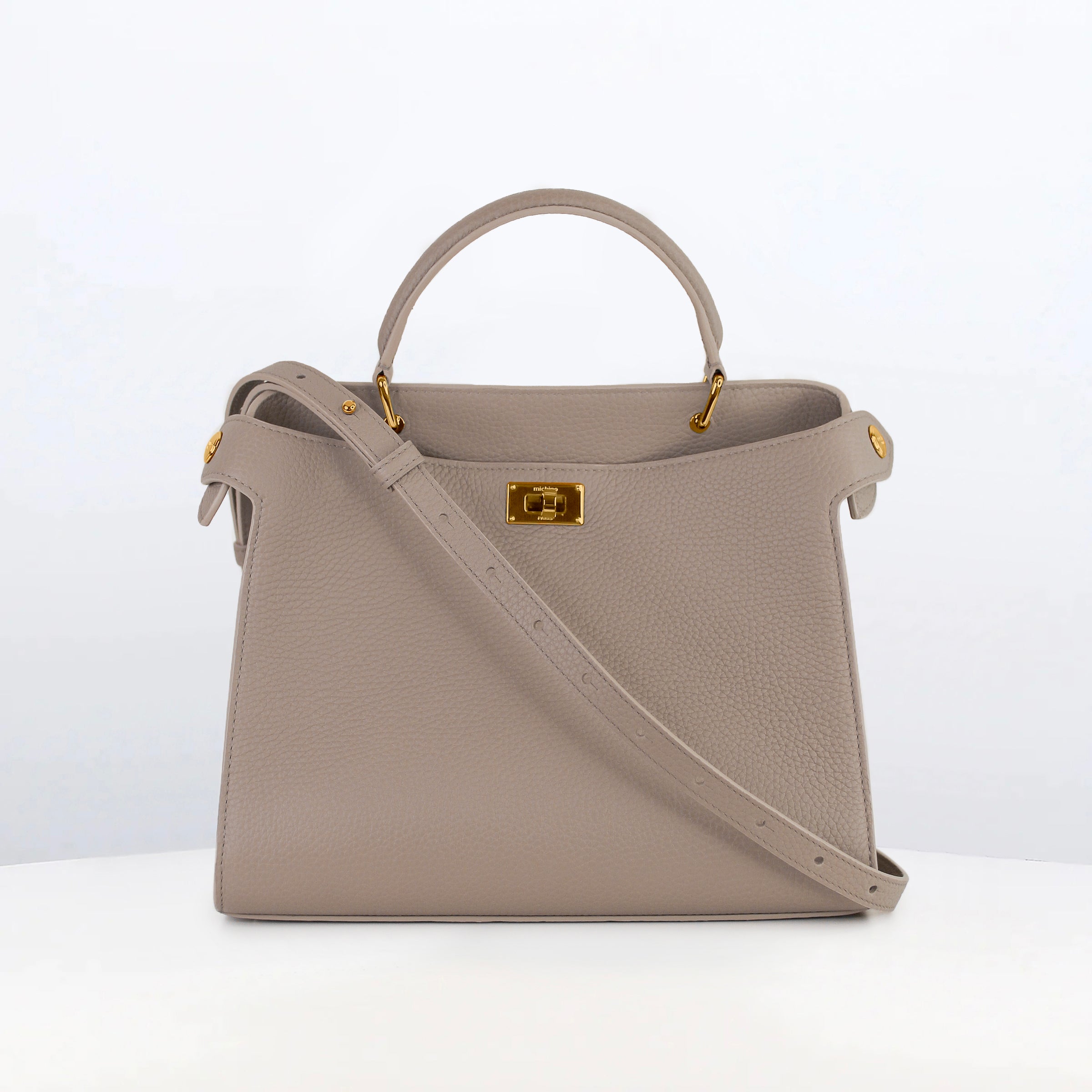 LEATHER HANDBAG LUTECE 27 ELEPHANT WITH GOLD HARDWARE