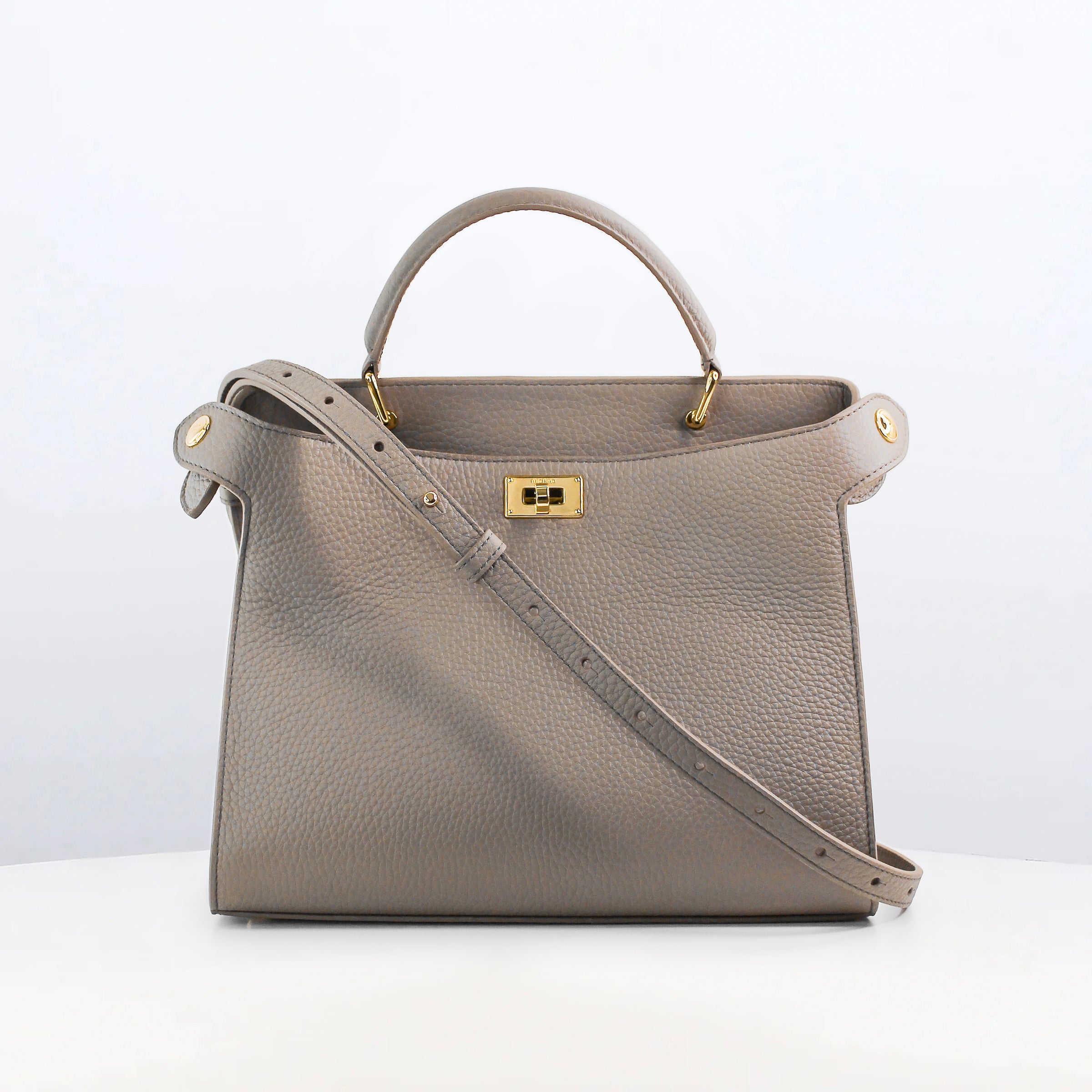 LEATHER HANDBAG LUTECE 27 ELEPHANT WITH GOLD HARDWARE