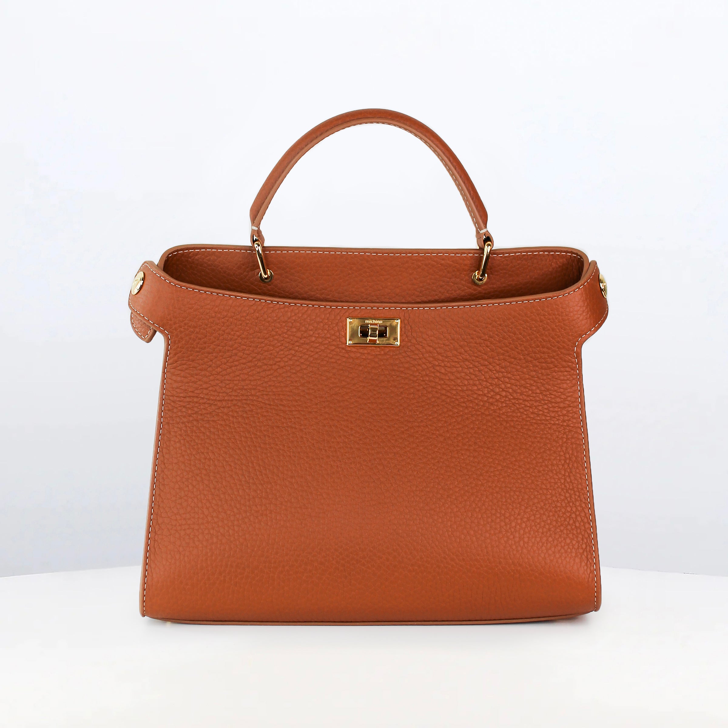 LEATHER HANDBAG LUTECE 27 GOLD WITH GOLD HARDWARE