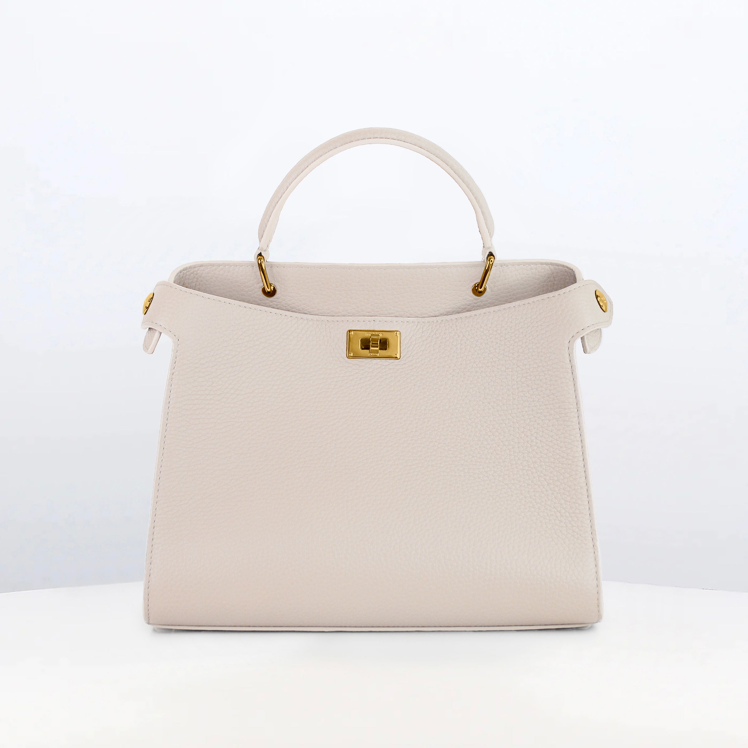 LEATHER HANDBAG LUTECE 27 IVORY WITH GOLD HARDWARE