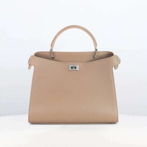 LEATHER HANDBAG LUTECE 27 TOURTERELLE