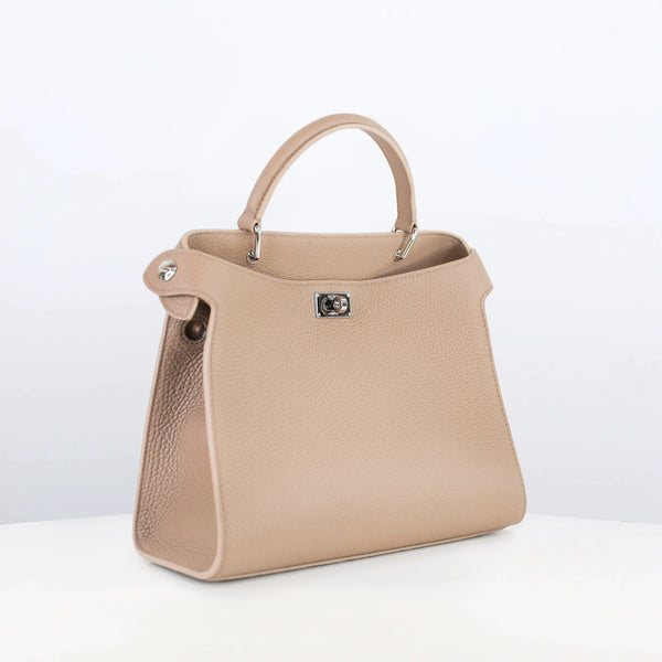 LEATHER HANDBAG LUTECE 27 TOURTERELLE