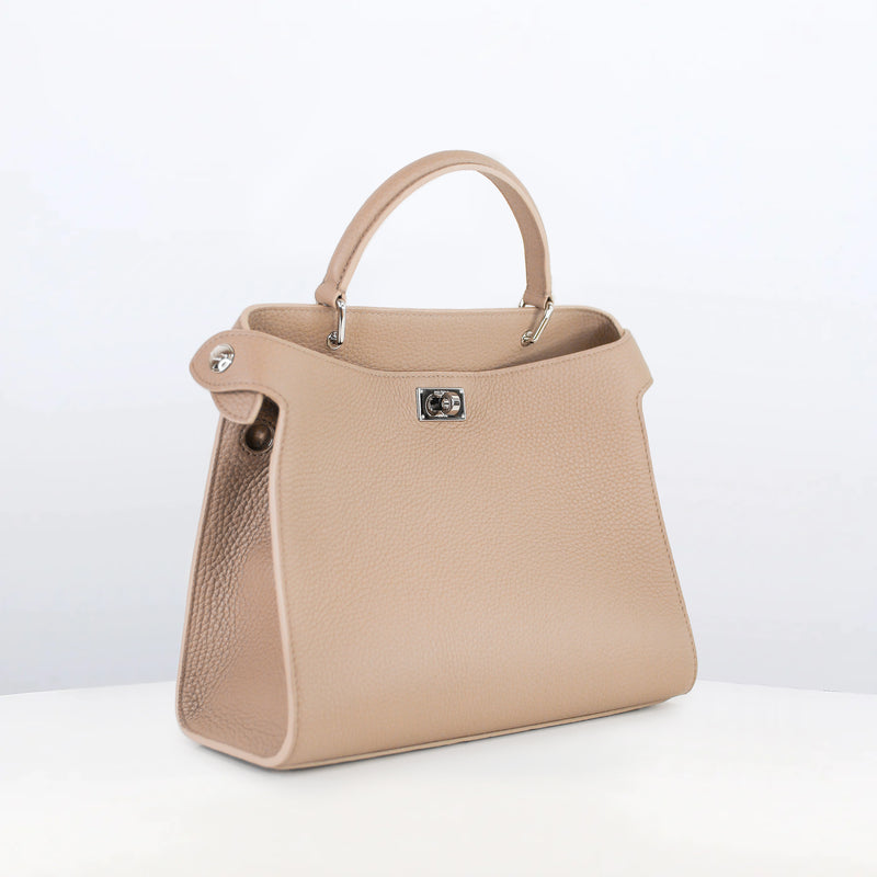 LEATHER HANDBAG LUTECE 27 TOURTERELLE