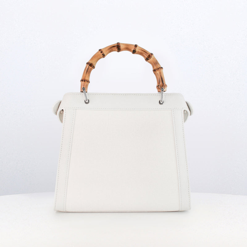 Lutece Mini Arashimaya Canvas Handbag with Bamboo Handle