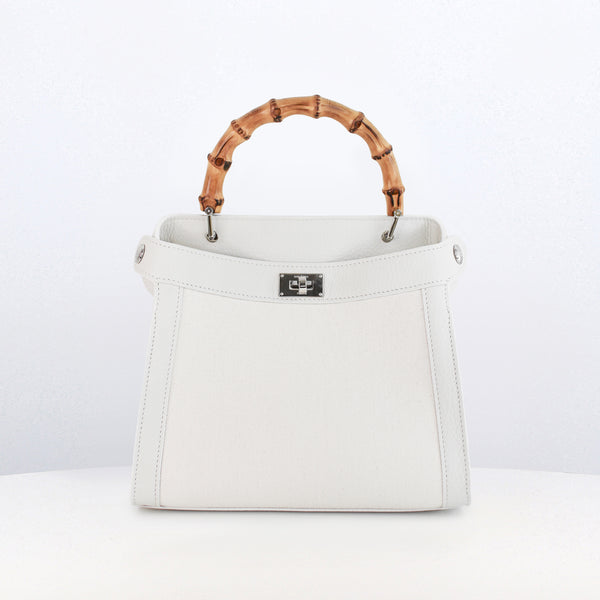 Lutece Mini Arashimaya Canvas Handbag with Bamboo Handle