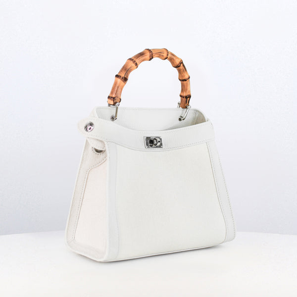 Lutece Mini Arashimaya Canvas Handbag with Bamboo Handle