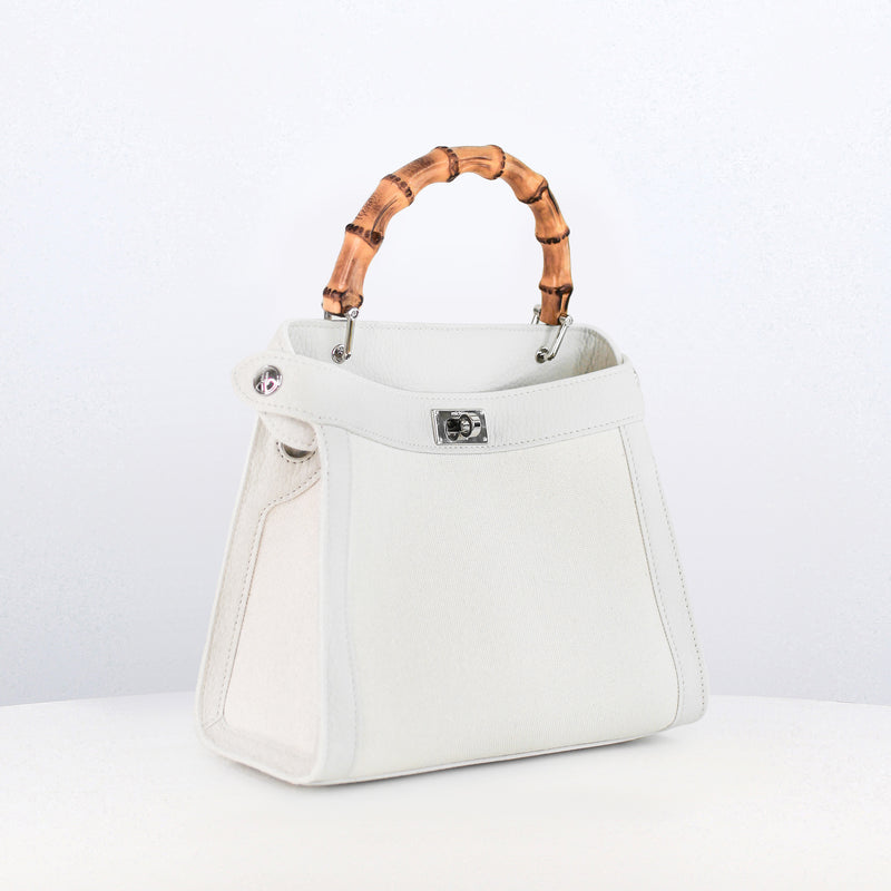 Lutece Mini Arashimaya Canvas Handbag with Bamboo Handle