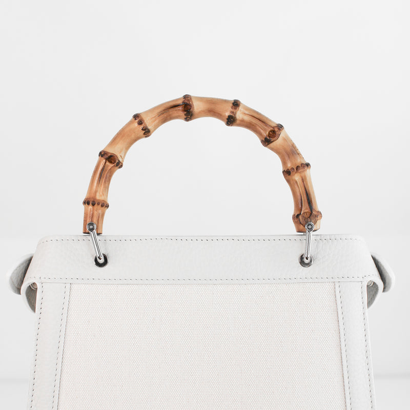 Lutece Mini Arashimaya Canvas Handbag with Bamboo Handle