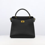 LEATHER HANDBAG LUTECE MINI BLACK GOLD HARDWARE