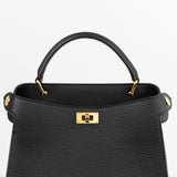 LEATHER HANDBAG LUTECE MINI BLACK GOLD HARDWARE