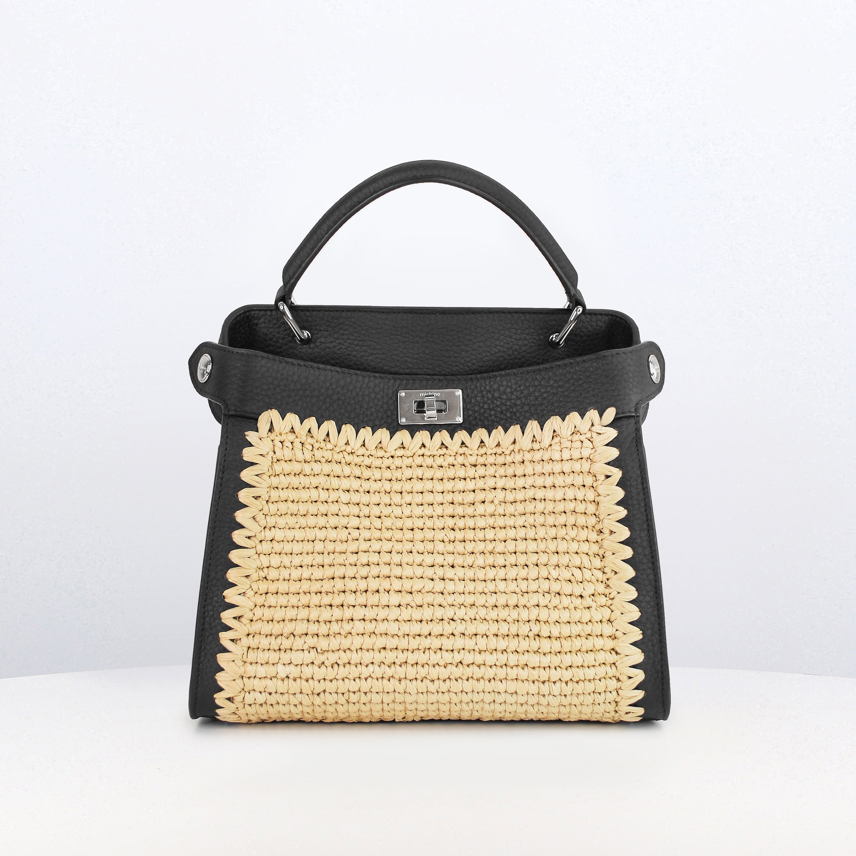 Lutece Mini Raffia Black Natural handbag