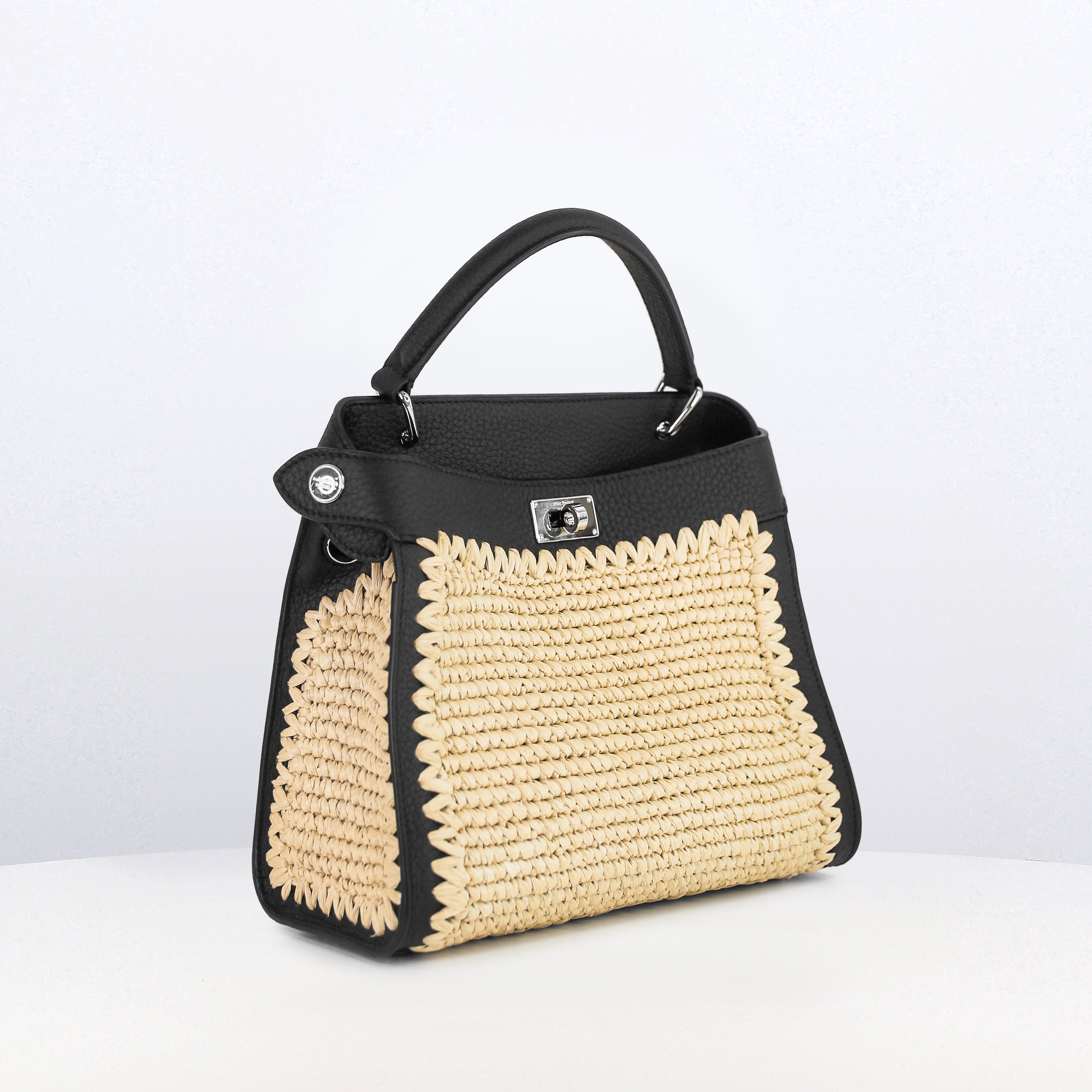 Lutece Mini Raffia Black Natural handbag