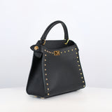 LEATHER HANDBAG LUTECE MINI BLACK WITH STUDS