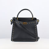 LEATHER HANDBAG LUTECE MINI BLACK WITH STUDS
