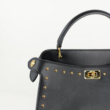 LEATHER HANDBAG LUTECE MINI BLACK WITH STUDS