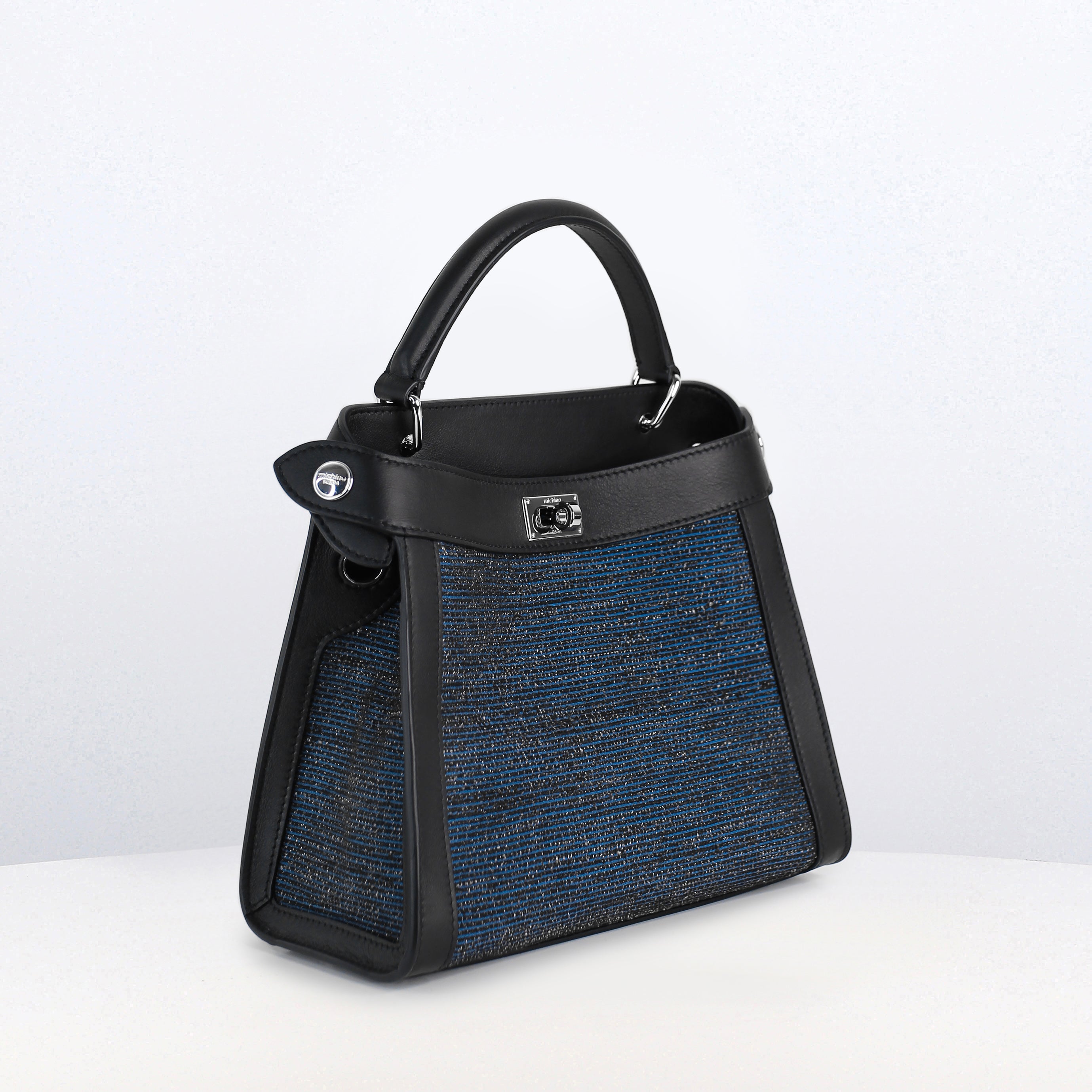 バッグ michi LEATHER HANDBAG LUTECE MINI TSUMUGI BLUE