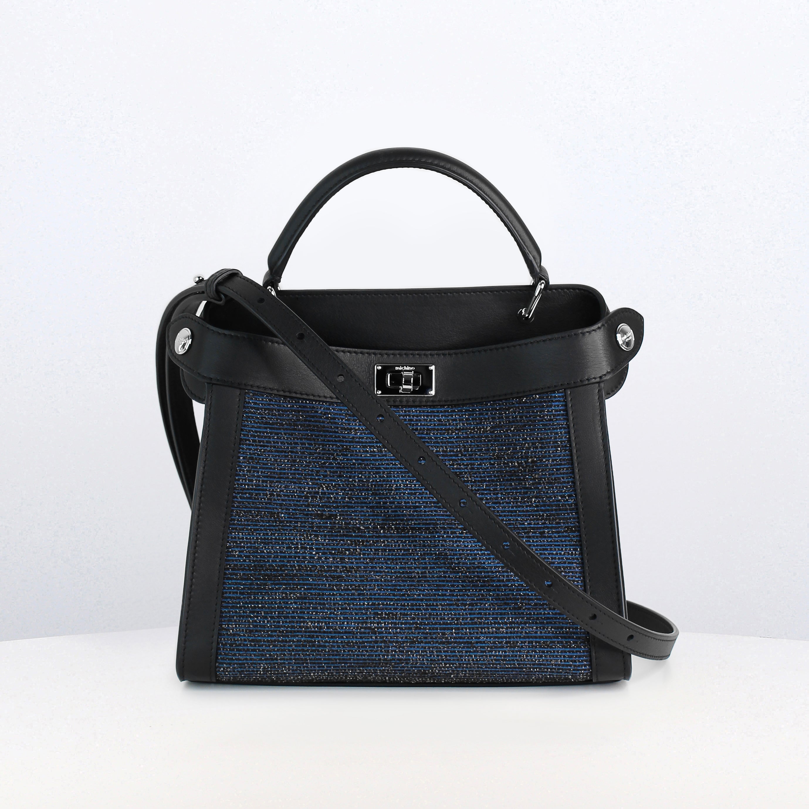 LEATHER HANDBAG LUTECE MINI TSUMUGI BLUE