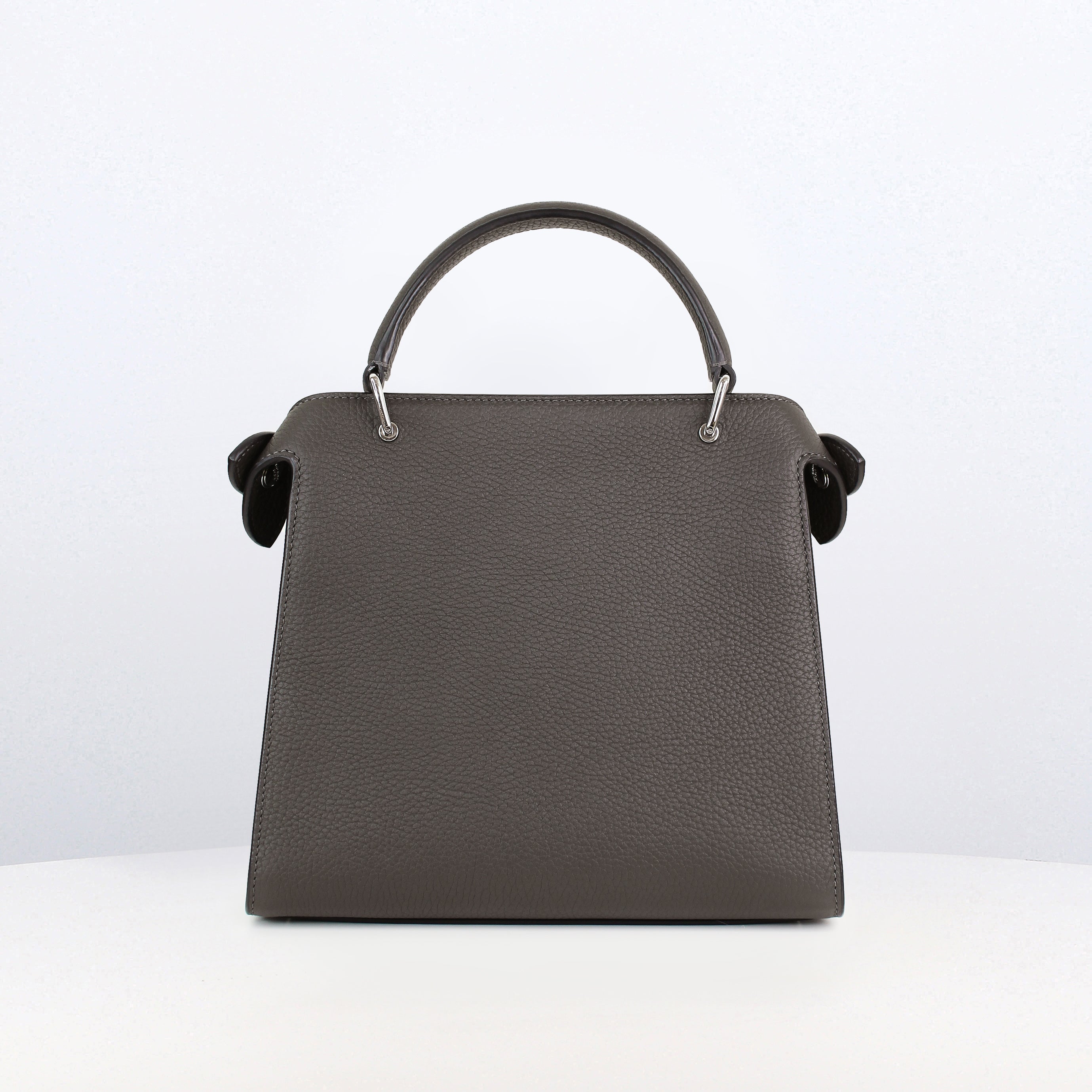 LEATHER HANDBAG LUTECE MINI CHARCOAL GREY