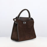 LEATHER HANDBAG LUTECE MINI NUBUCK CHOCOLAT