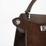 LEATHER HANDBAG LUTECE MINI NUBUCK CHOCOLAT