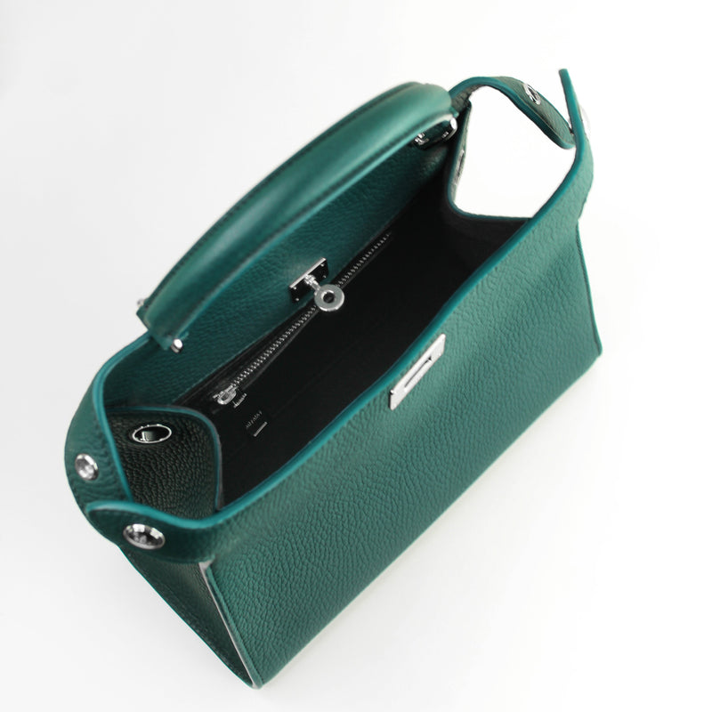 LEATHER HANDBAG LUTECE MINI EMERALD