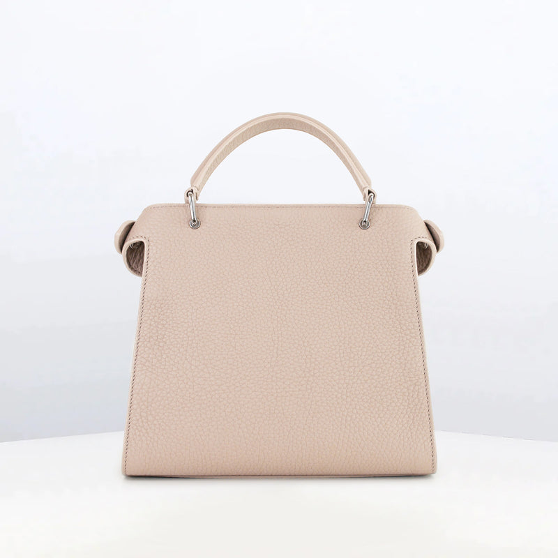 LEATHER HANDBAG LUTECE MINI GREIGE