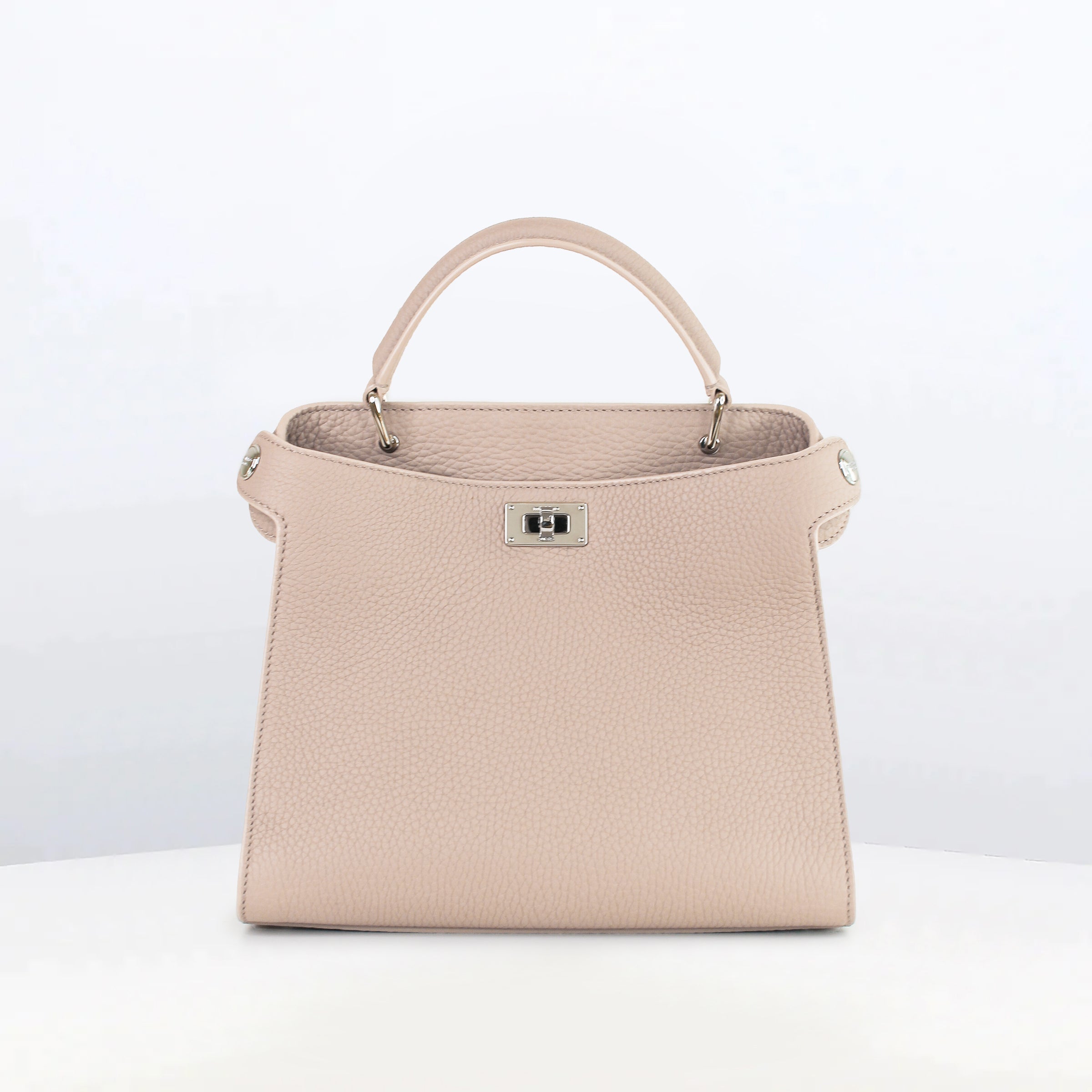 LEATHER HANDBAG LUTECE MINI GREIGE