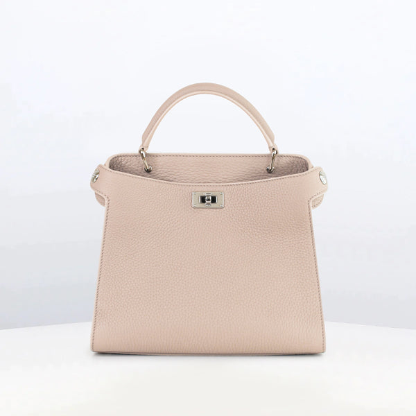 LEATHER HANDBAG LUTECE MINI GREIGE
