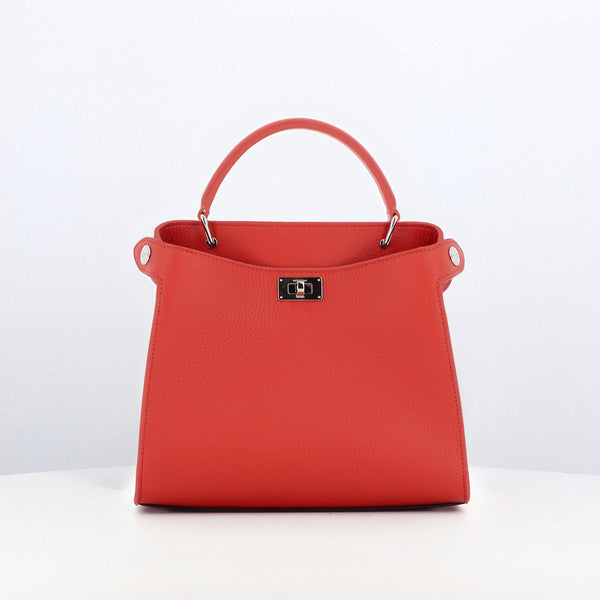 LEATHER HANDBAG LUTECE MINI LEHUA RED
